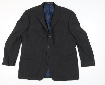 Mens UK Size 46 Pinstripe Regular Grey Suit Jacket