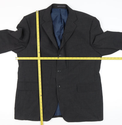 Mens UK Size 46 Pinstripe Regular Grey Suit Jacket