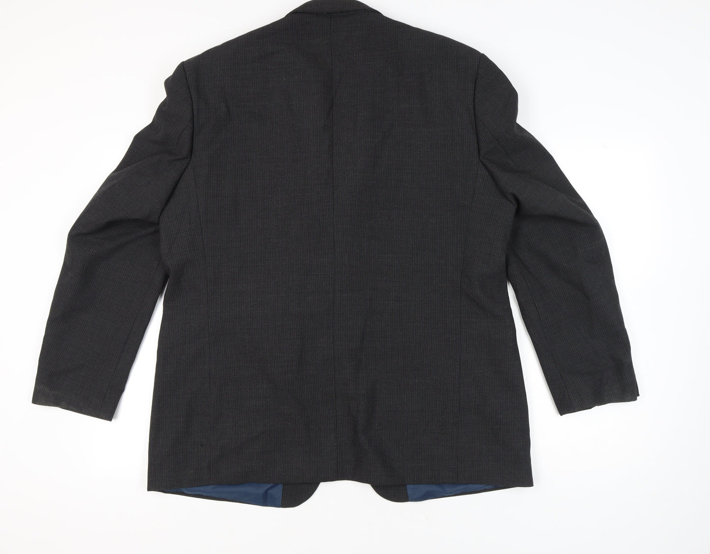 Mens UK Size 46 Pinstripe Regular Grey Suit Jacket