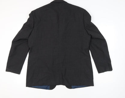 Mens UK Size 46 Pinstripe Regular Grey Suit Jacket
