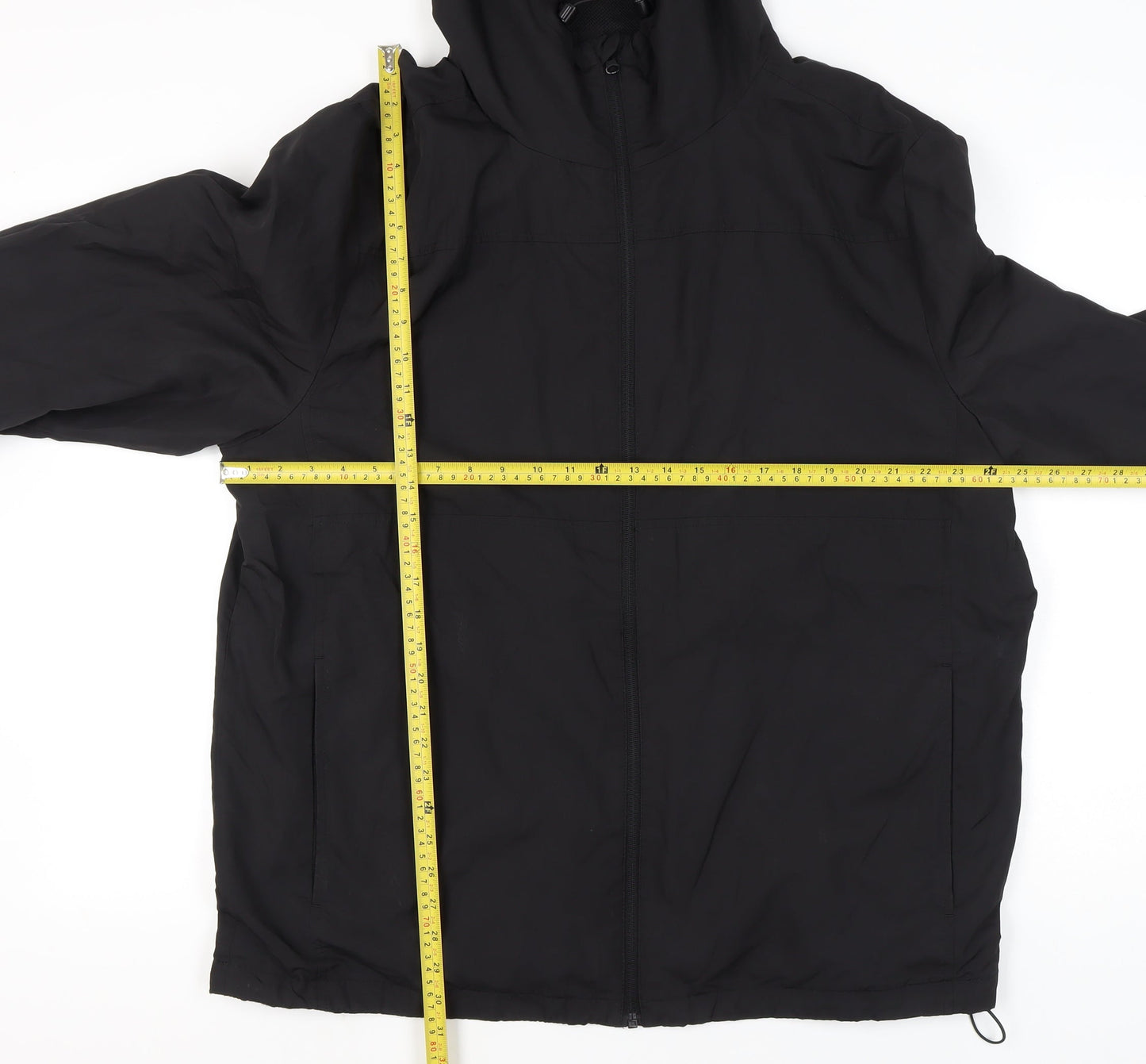 George Men’s Black 2XL Hooded Full Zip Jacket Lightweight