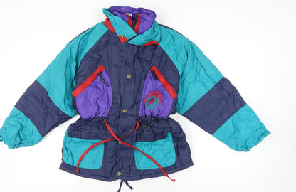 Rodeo Girls Multicoloured 90s Ski Jacket Age 11-12 Yrs Retro Winter Coat