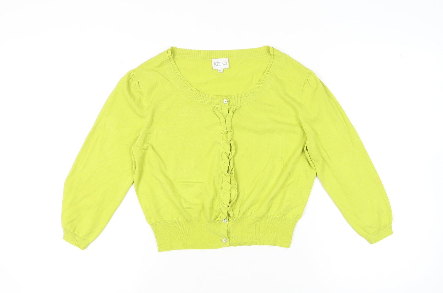 Womens UK Size 14 Kaliko Green Cardigan Jumper