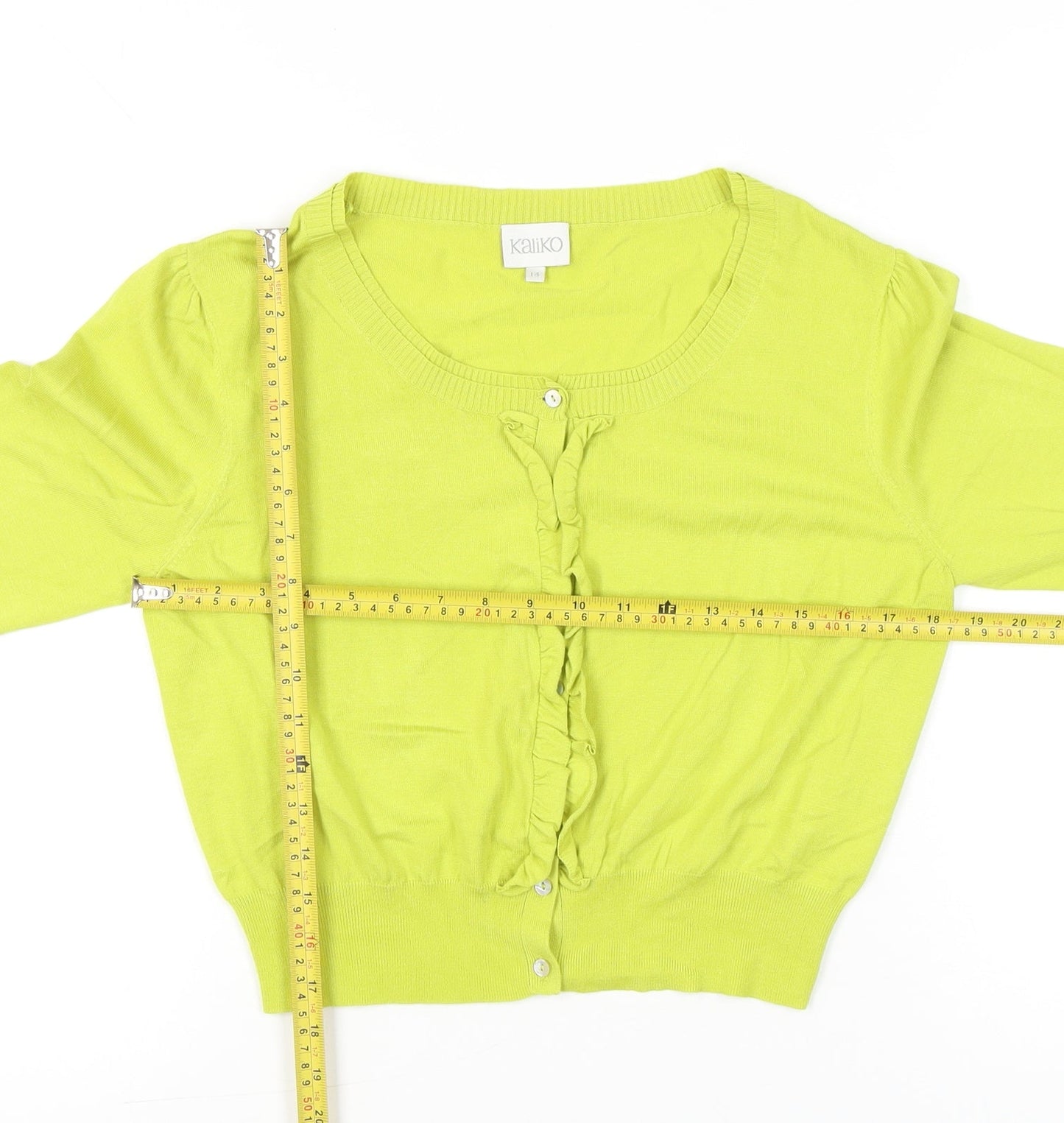 Womens UK Size 14 Kaliko Green Cardigan Jumper