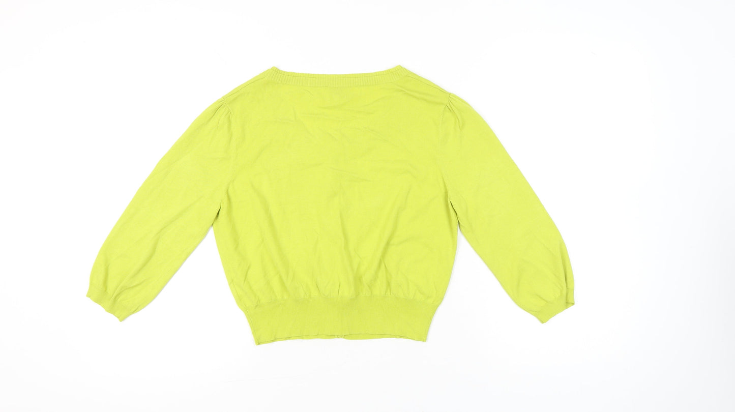 Womens UK Size 14 Kaliko Green Cardigan Jumper