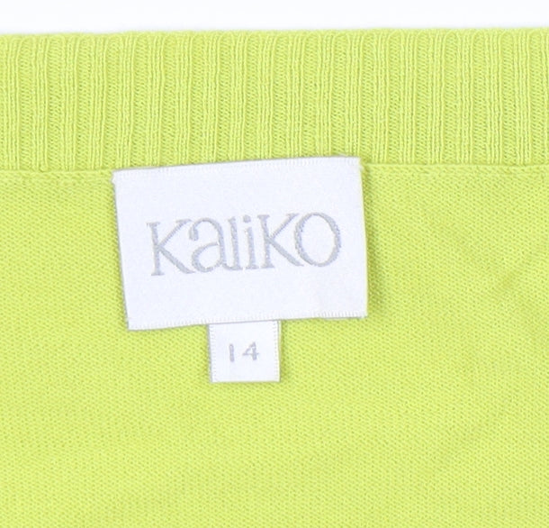 Womens UK Size 14 Kaliko Green Cardigan Jumper