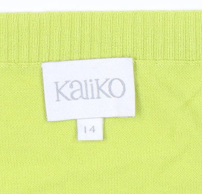 Womens UK Size 14 Kaliko Green Cardigan Jumper