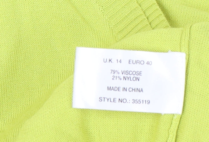 Womens UK Size 14 Kaliko Green Cardigan Jumper