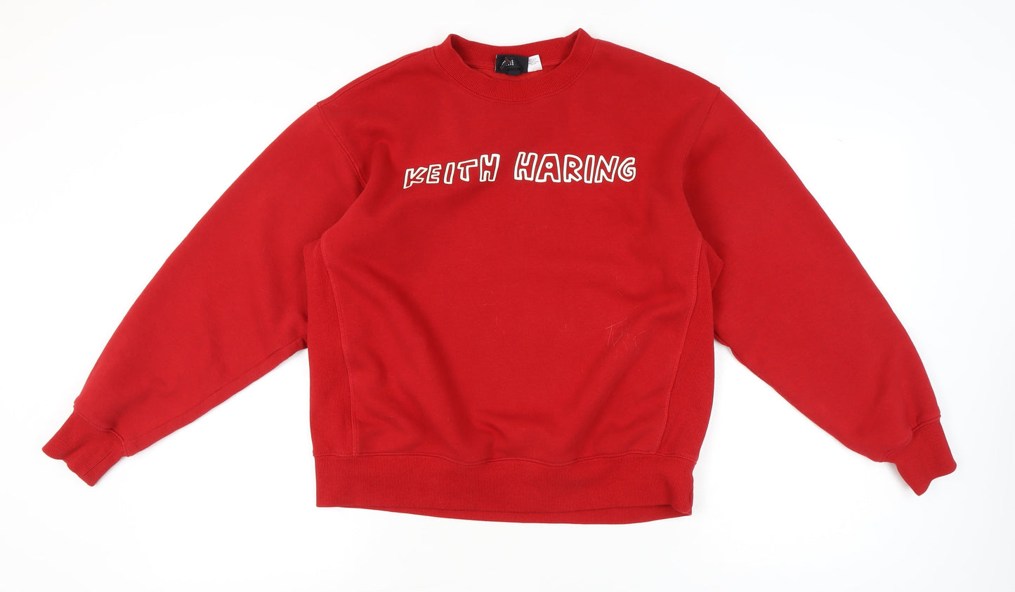 H&M Women’s Red Keith Haring Oversized Sweatshirt Size M Cotton Blend