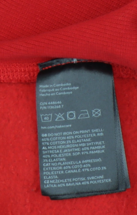 H&M Women’s Red Keith Haring Oversized Sweatshirt Size M Cotton Blend