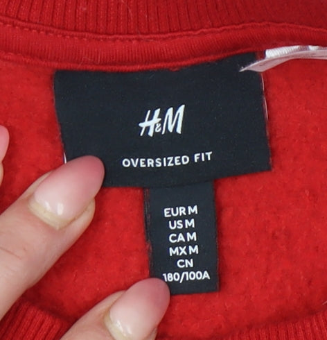 H&M Women’s Red Keith Haring Oversized Sweatshirt Size M Cotton Blend