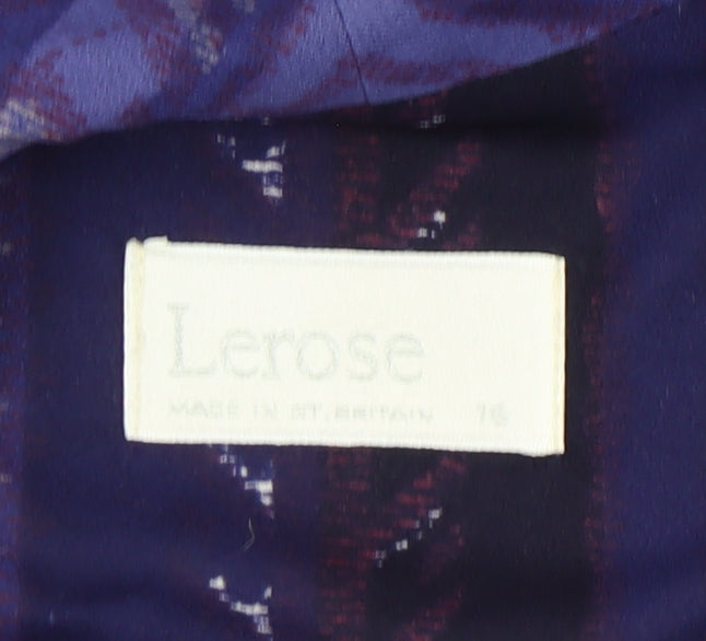 Lerose Women’s Purple Striped Vintage Wrap Dress Size 12 Long Sleeve