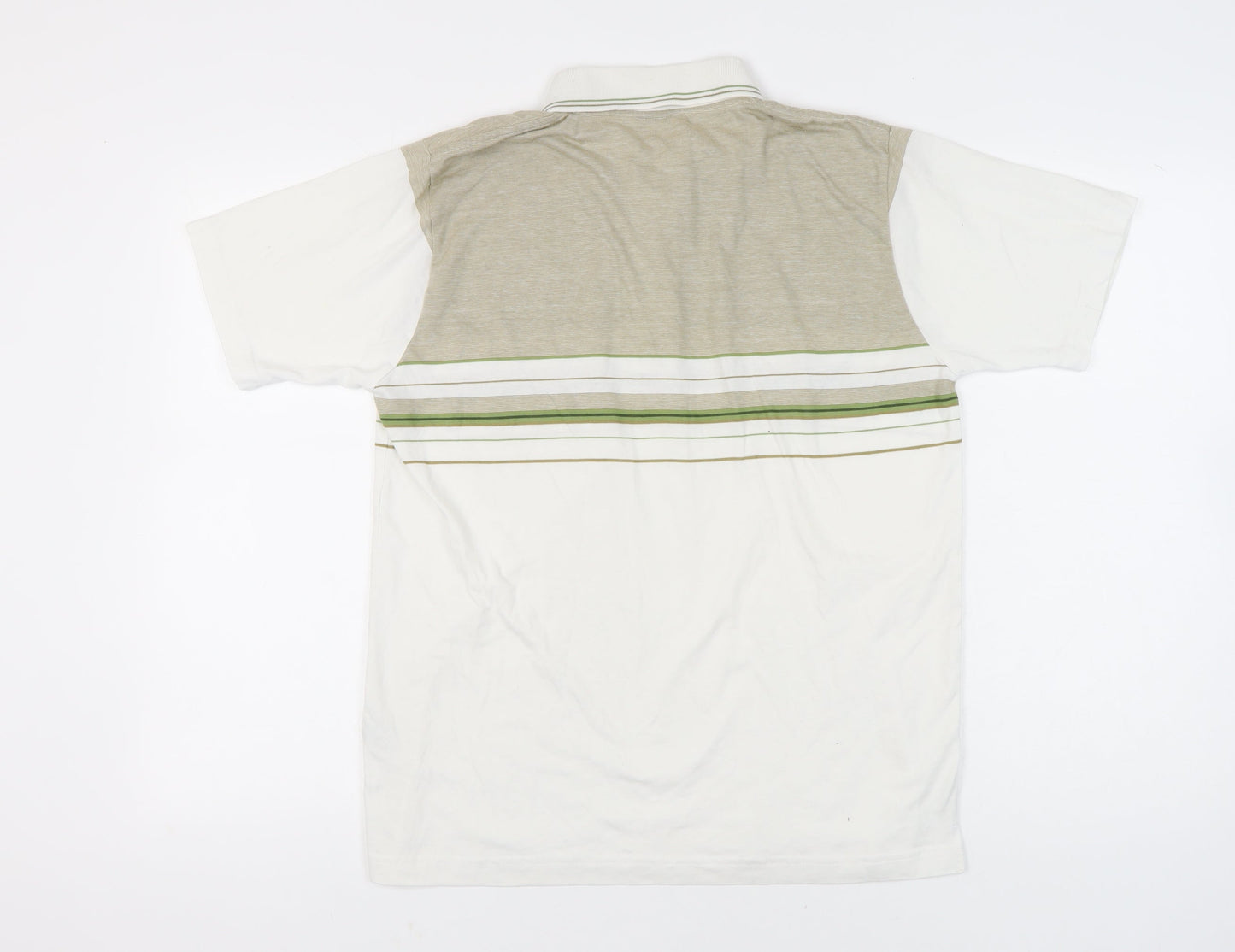 STOP Men’s Beige XL Striped Cotton Short Sleeve Polo Shirt