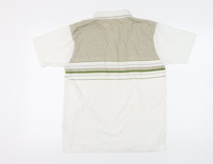 STOP Men’s Beige XL Striped Cotton Short Sleeve Polo Shirt