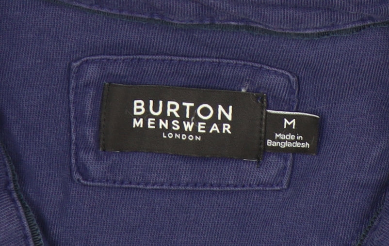 Burton Menswear Men’s Blue Polo Shirt M Regular Fit Short Sleeve