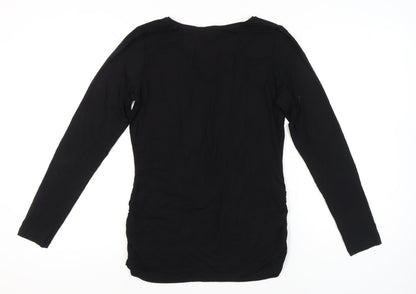 Laurèl Women’s Black Embellished Tunic Blouse - Size 14 Long Sleeve Scoop Neck