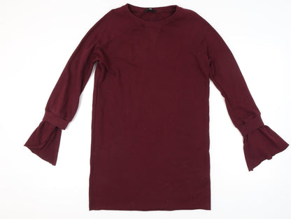 Missguided Women’s Red Shift Dress Size 10 Long Sleeve Flared