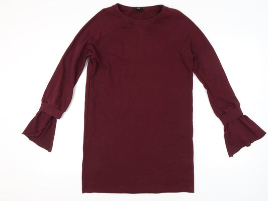 Missguided Women’s Red Shift Dress Size 10 Long Sleeve Flared