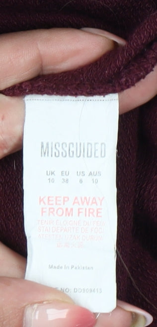 Missguided Women’s Red Shift Dress Size 10 Long Sleeve Flared