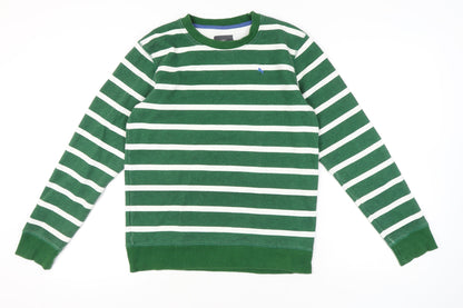 H&M L.O.G.G. Teens Green White Striped Sweatshirt 14Y UK 12