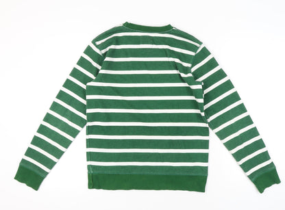 H&M L.O.G.G. Teens Green White Striped Sweatshirt 14Y UK 12