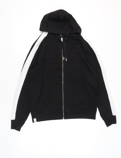 Threadbare Men’s Black Full Zip Hoodie Jacket Size M Cotton Blend