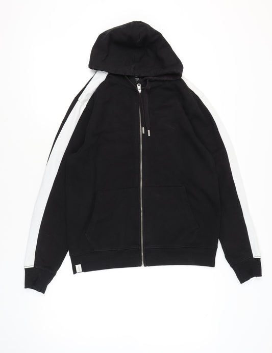 Threadbare Men’s Black Full Zip Hoodie Jacket Size M Cotton Blend