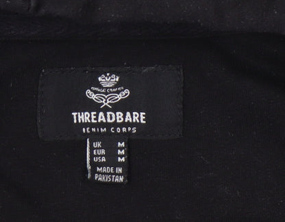 Threadbare Men’s Black Full Zip Hoodie Jacket Size M Cotton Blend