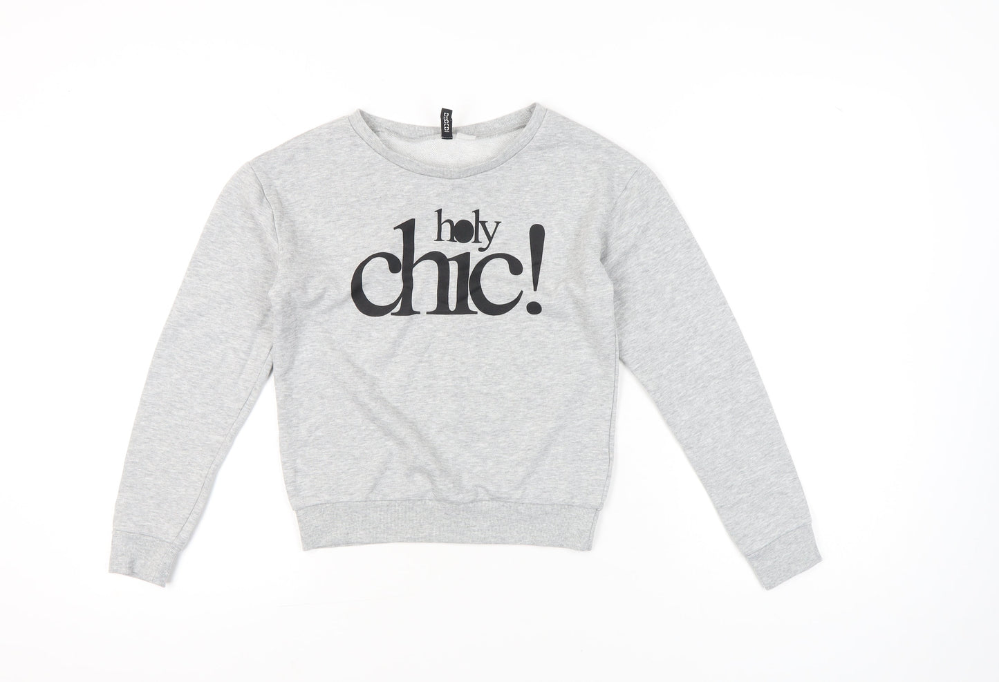 Boohoo Womens Grey XS Pullover Sweatshirt Graphic Print Chic