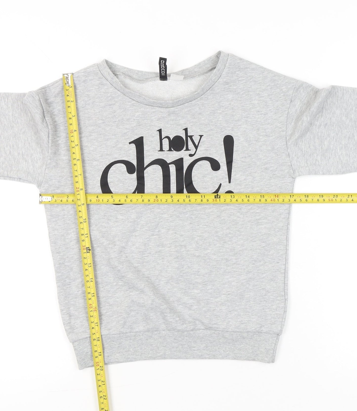 Boohoo Womens Grey XS Pullover Sweatshirt Graphic Print Chic