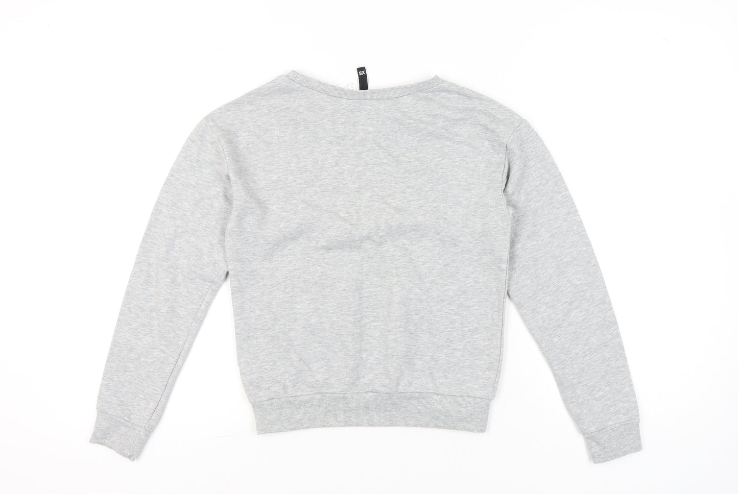 Boohoo Womens Grey XS Pullover Sweatshirt Graphic Print Chic