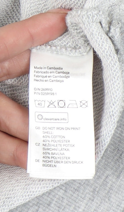 Boohoo Womens Grey XS Pullover Sweatshirt Graphic Print Chic