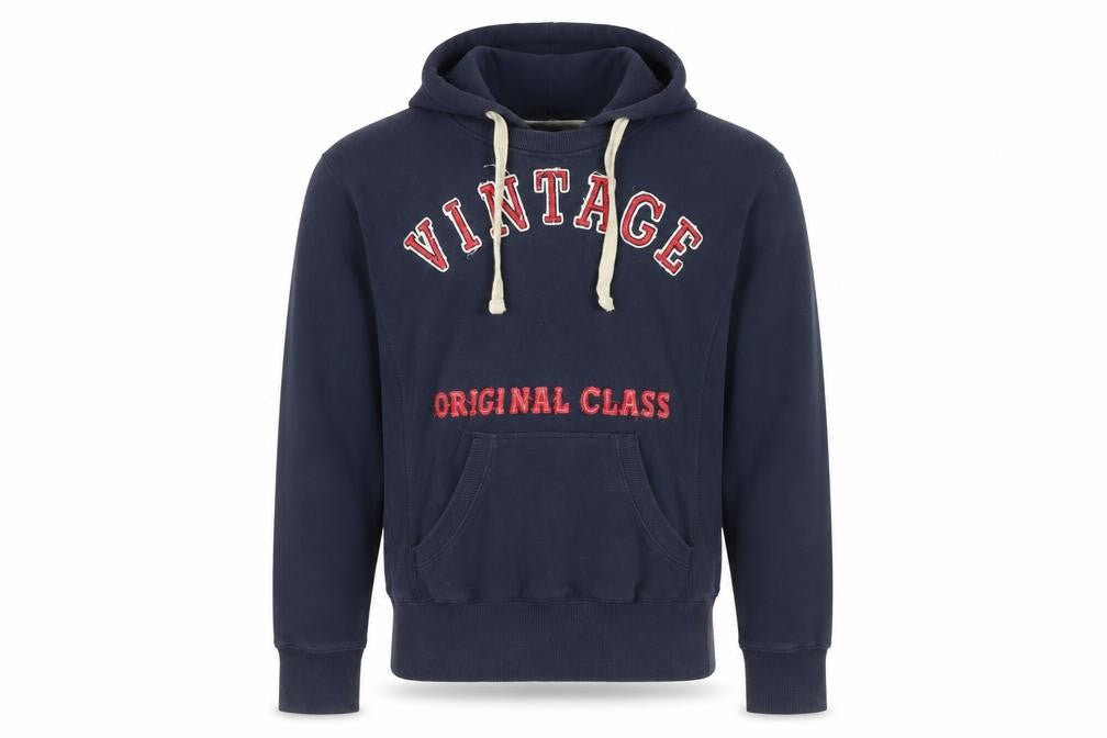Heritage Men’s Blue Pullover Hoodie M Embroidered Graphic