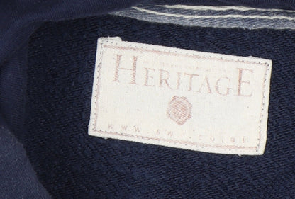 Heritage Men’s Blue Pullover Hoodie M Embroidered Graphic