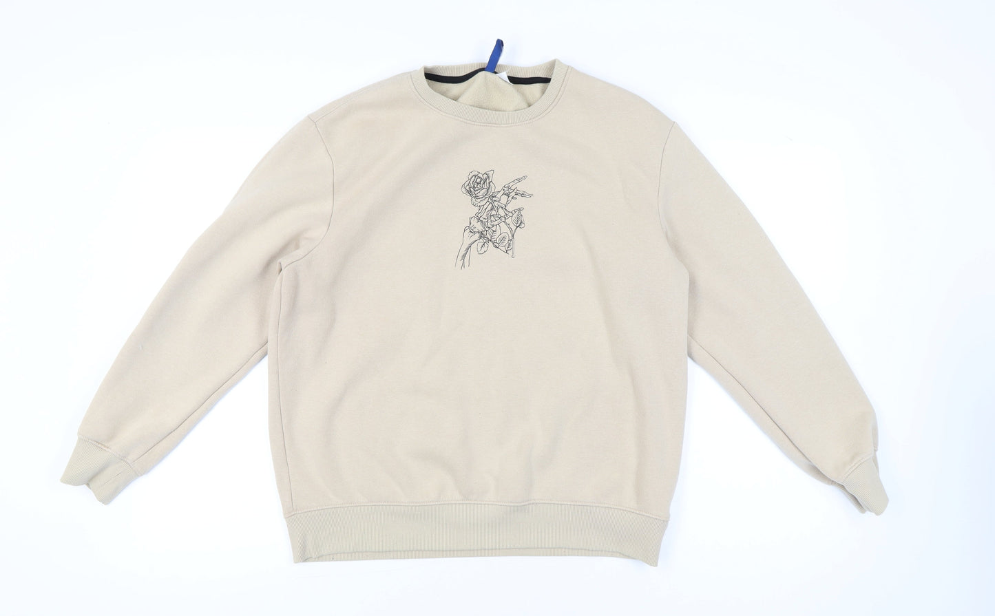 H&M Divided Women’s Beige Graphic Sweatshirt UK S Cotton Blend