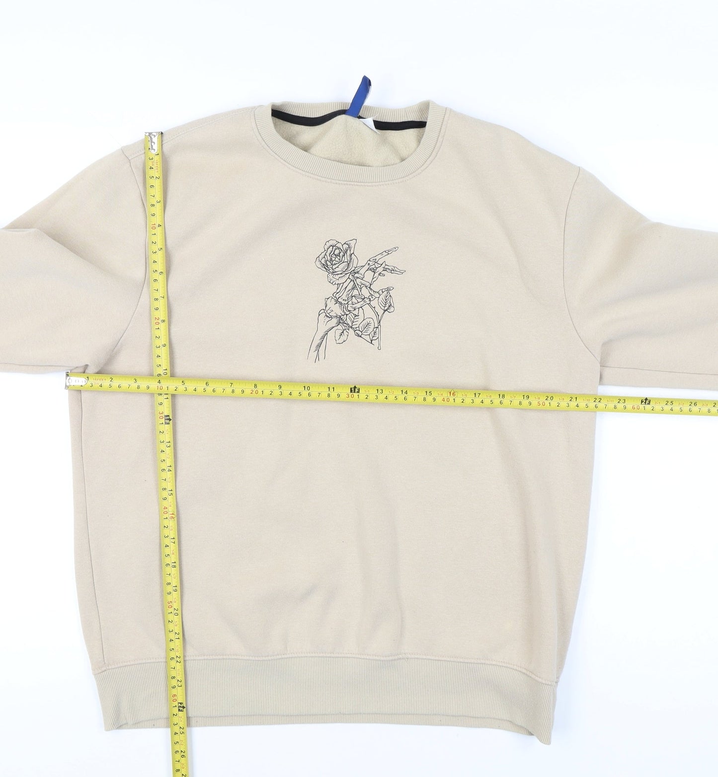 H&M Divided Women’s Beige Graphic Sweatshirt UK S Cotton Blend