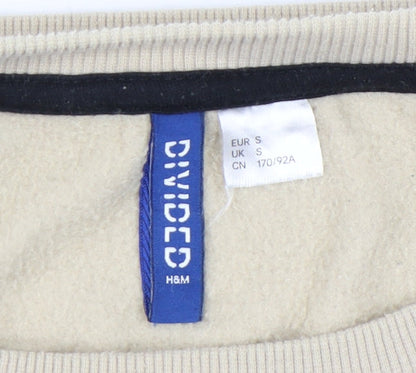 H&M Divided Women’s Beige Graphic Sweatshirt UK S Cotton Blend