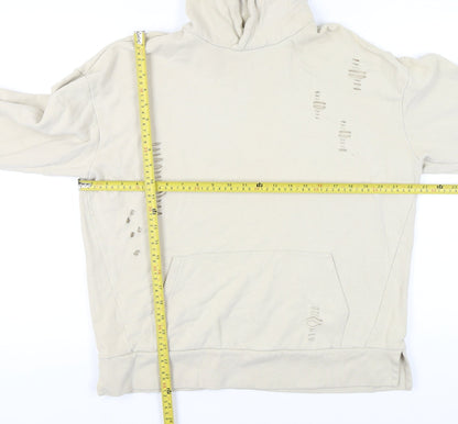 Mens UK Size M River Island Beige Pullover Hoodie