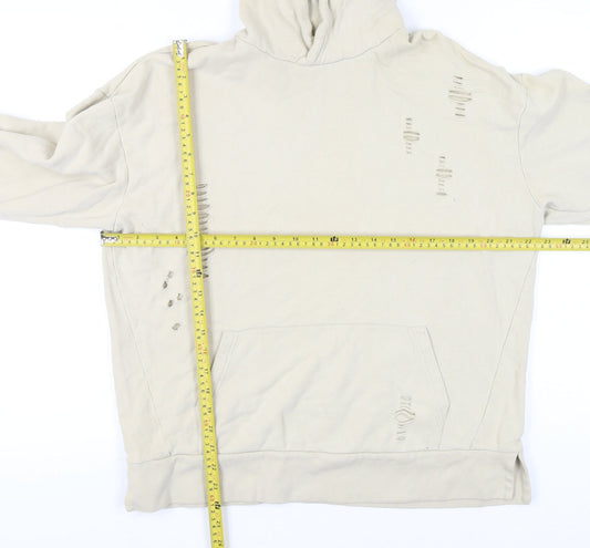 Mens UK Size M River Island Beige Pullover Hoodie
