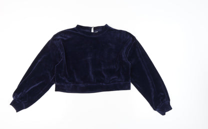H&M Divided Women’s Blue Velvet Pullover Sweatshirt XS