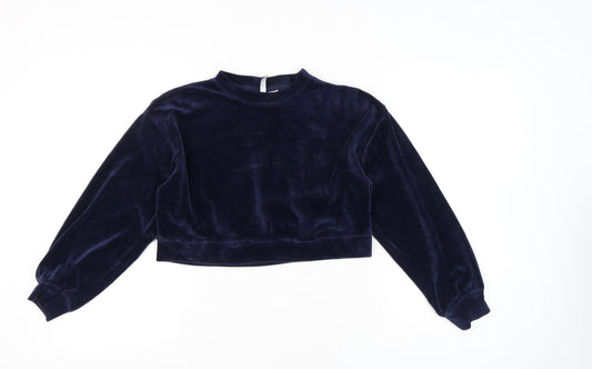 H&M Divided Women’s Blue Velvet Pullover Sweatshirt XS