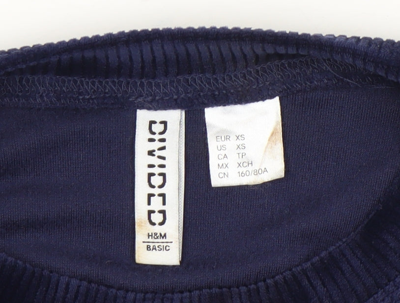 H&M Divided Women’s Blue Velvet Pullover Sweatshirt XS