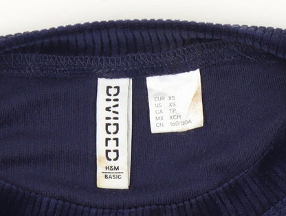 H&M Divided Women’s Blue Velvet Pullover Sweatshirt XS