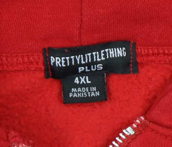 PrettyLittleThing Women Plus Red Full Zip Hoodie 4XL