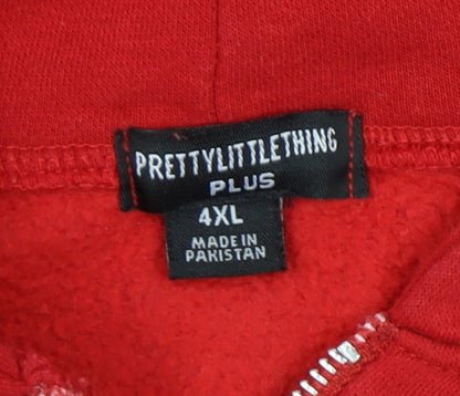 PrettyLittleThing Women Plus Red Full Zip Hoodie 4XL