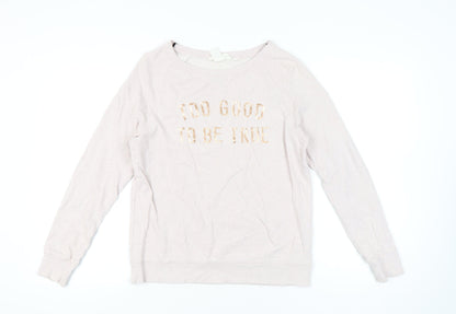 H&M Women’s Beige Cotton Sweatshirt Size 12 Crew Neck Pullover