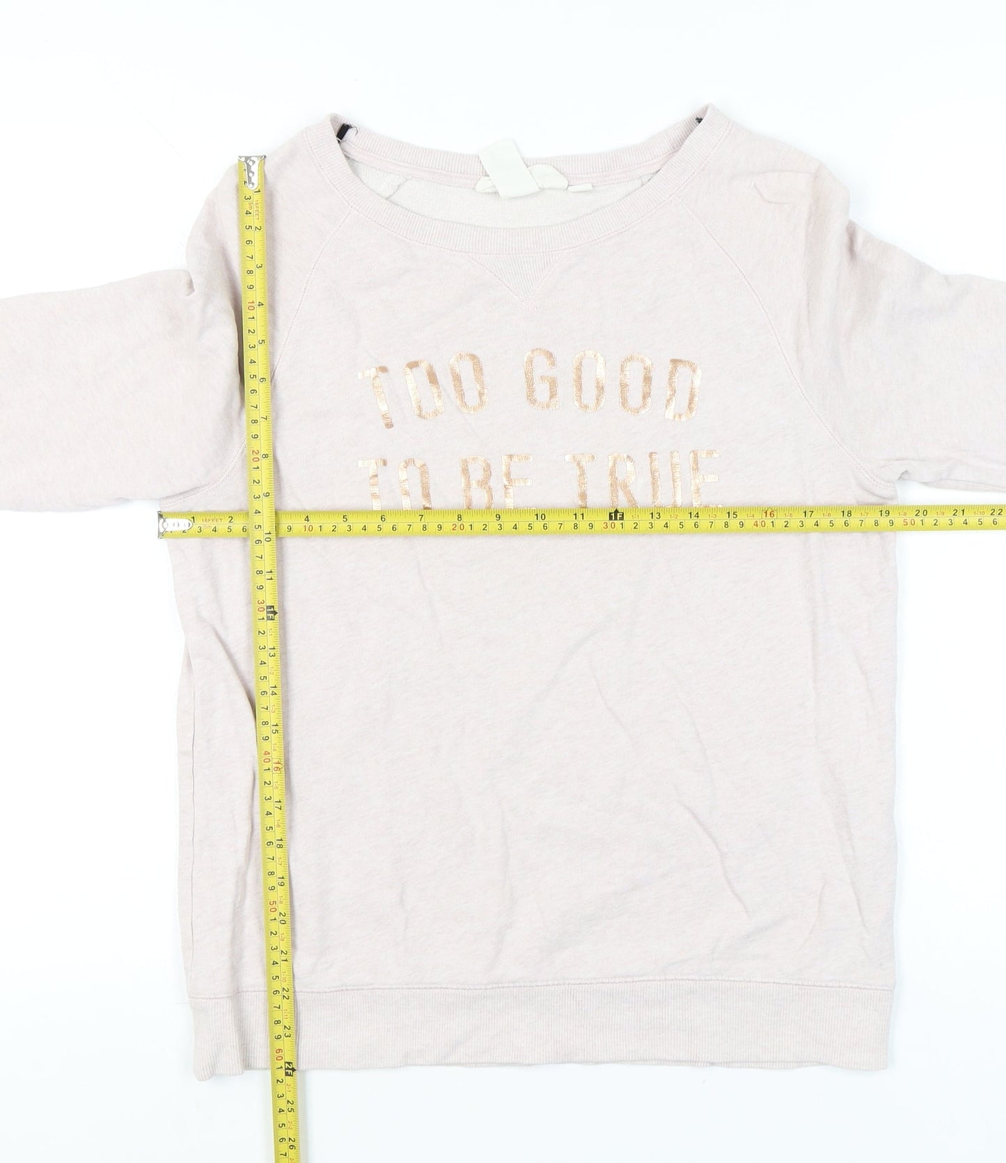 H&M Women’s Beige Cotton Sweatshirt Size 12 Crew Neck Pullover