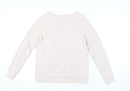 H&M Women’s Beige Cotton Sweatshirt Size 12 Crew Neck Pullover