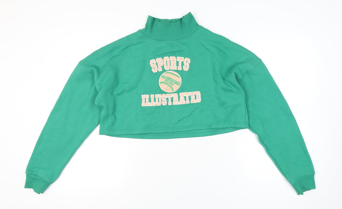 Nasty Gal Women’s Green Sports Illustrated Cropped Sweatshirt UK 10