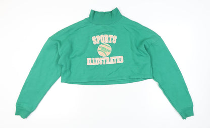 Nasty Gal Women’s Green Sports Illustrated Cropped Sweatshirt UK 10